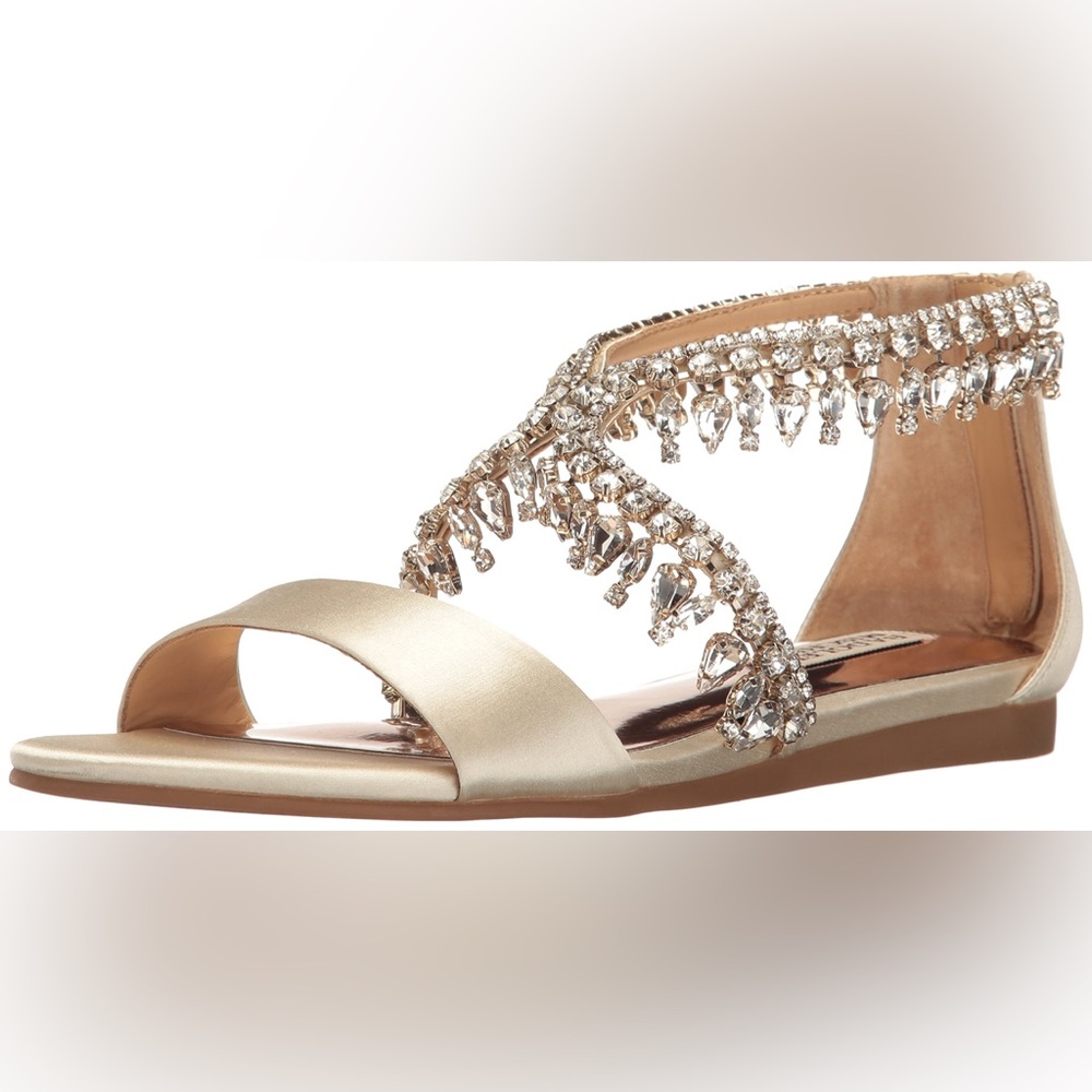 Badgley Mischka 8.5 zip up ankle Tristen Gold Sandals